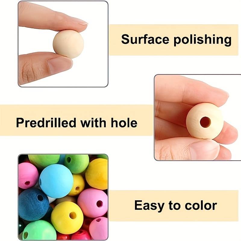 100pcs 20mm Wood Round Beads, Natural Round Wooden Loose Beads With Hole,  Wood Spacer Beads Wooden Decorative Ball Beads For Craft DIY Jewelry Neckla